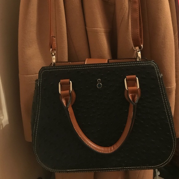 NEW London Fog Ostrich Print Satchel Purse Bag - Picture 5 of 6